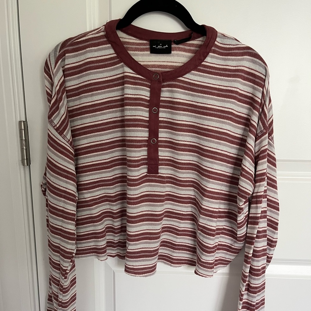 Urban Outfitters, loose-fitting striped long sleeve Henley shirt